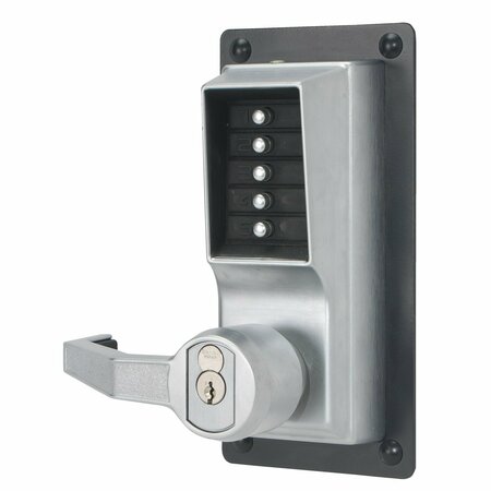 SIMPLEX Kaba Right Hand Mechanical Pushbutton Exit Trim Lever Lock, Key Override; Best Prep Satin Chrome LRP1020B26D